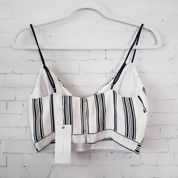 Lush Striped Crop Top Size S Black White Boutique Back Zipper NEW - Picture 5 of 10